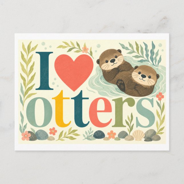 "Ich [Herz] Otter" Postkarte (Vorderseite)