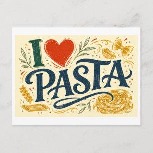 Ich [Herz] Pasta Postkarte
