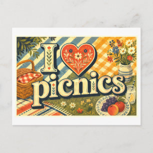 "Ich [Herz] Picknicks" Postkarte