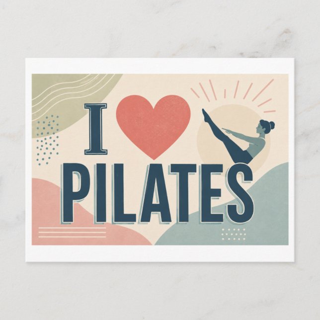 "Ich [Herz] Pilates" Postkarte (Vorderseite)