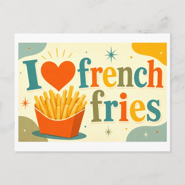 "Ich [Herz] Pommes frites" Postkarte (Vorderseite)