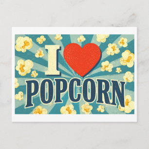 "Ich [Herz] Popcorn" Postkarte