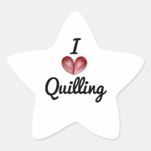 Ich (Herz) Quilling, 1,5-Zoll-Sterne-Aufkleber Stern-Aufkleber