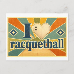 "Ich [Herz] Racquetball" Postkarte