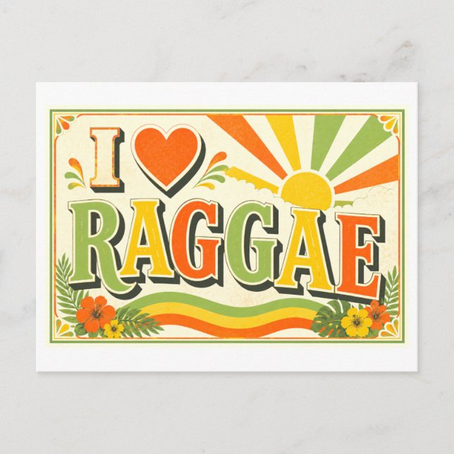 "Ich [Herz] Raggae" Postkarte (Vorderseite)