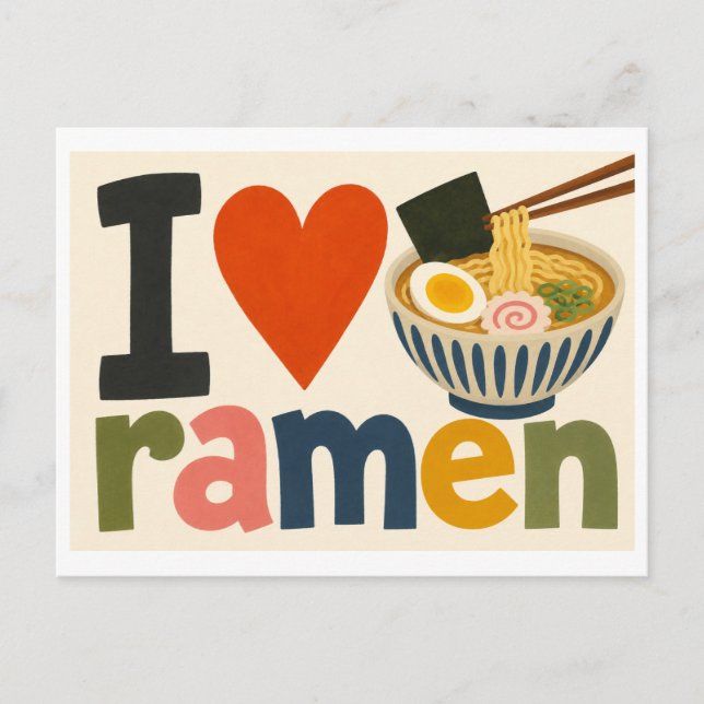 "Ich [Herz] Ramen" Postkarte (Vorderseite)