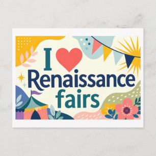 "Ich [Herz] Renaissance-Feste" Postkarte