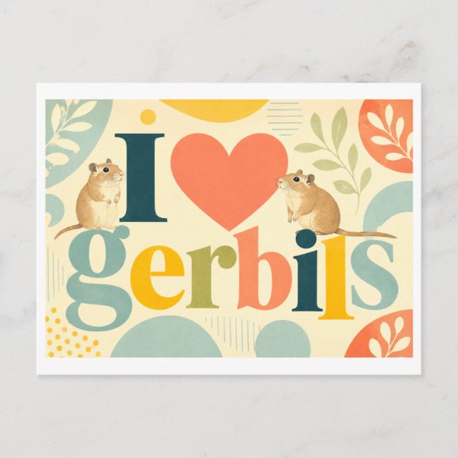 "Ich [Herz] Rennmäuse" Postkarte (Vorderseite)