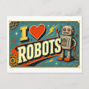 "Ich [Herz] Roboter" Postkarte
