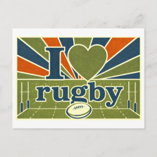 "Ich [Herz] Rugby" Postkarte
