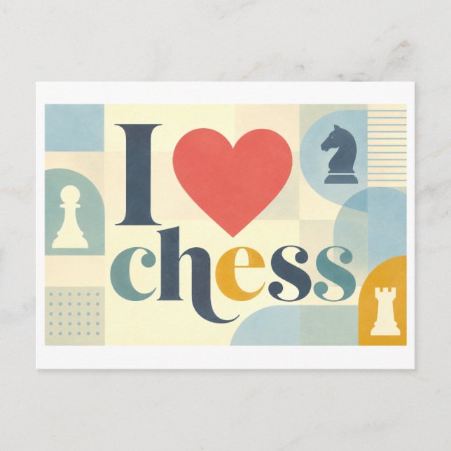 "Ich [Herz] Schach" Postkarte (Vorderseite)
