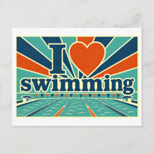 "Ich [Herz] Schwimmen" Postkarte