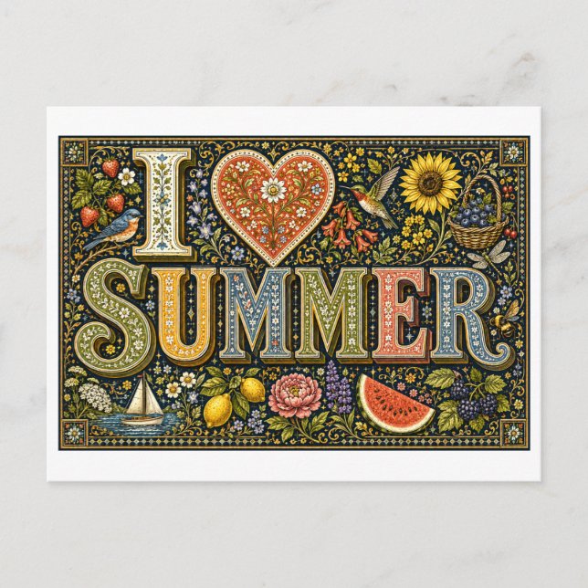 "Ich [Herz] Sommer" Postkarte (Vorderseite)