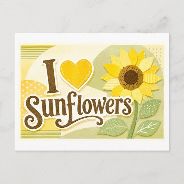 "Ich [Herz] Sonnenblumen" Postkarte (Vorderseite)