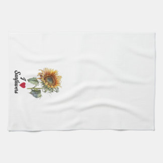 "Ich (Herz) Sonnenblumen" Sonnenblume Geschirrtuch