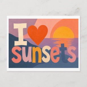 "Ich [Herz] Sonnenuntergänge" Postkarte
