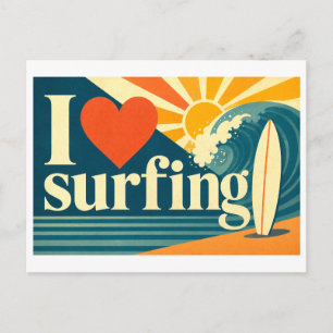 "Ich [Herz] Surfen" Postkarte