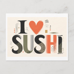 "Ich [Herz] Sushi" Postkarte