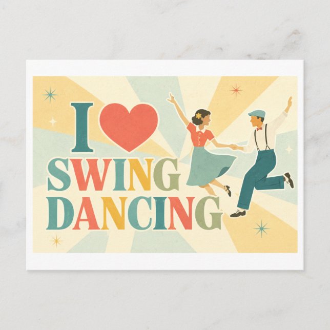 "Ich [Herz] Swingtanzen" Postkarte (Vorderseite)
