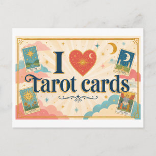 "Ich [Herz] Tarot Karten" Postkarte