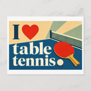 "Ich [Herz] Tischtennis" Postkarte