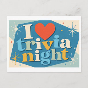 "Ich [Herz] Trivia-Abend" Postkarte