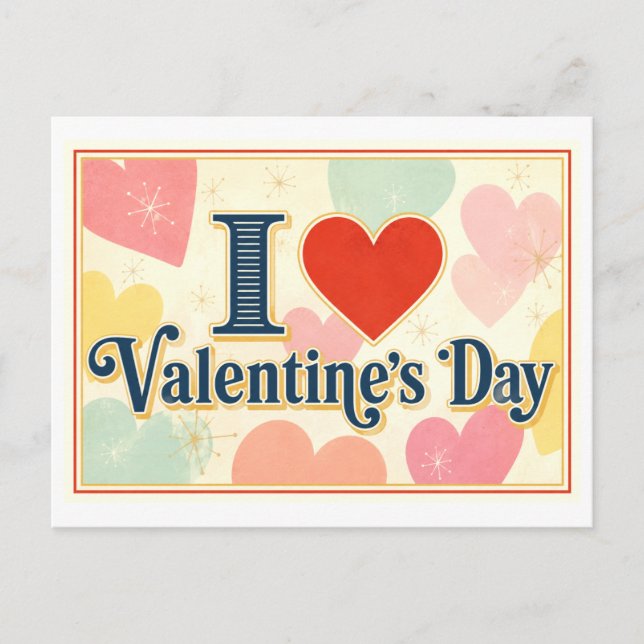 "Ich [Herz] Valentinstag" Postkarte (Vorderseite)