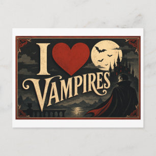 "Ich [Herz] Vampire" Postkarte