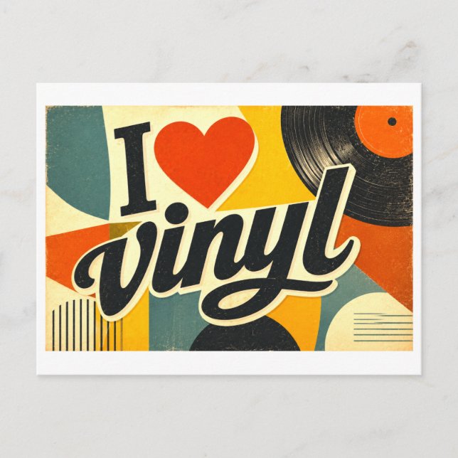 Ich [Herz] Vinyl Postkarte (Vorderseite)