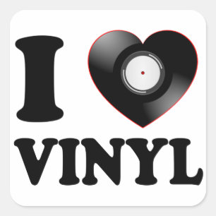 ICH HERZ VINYL QUADRATISCHER AUFKLEBER