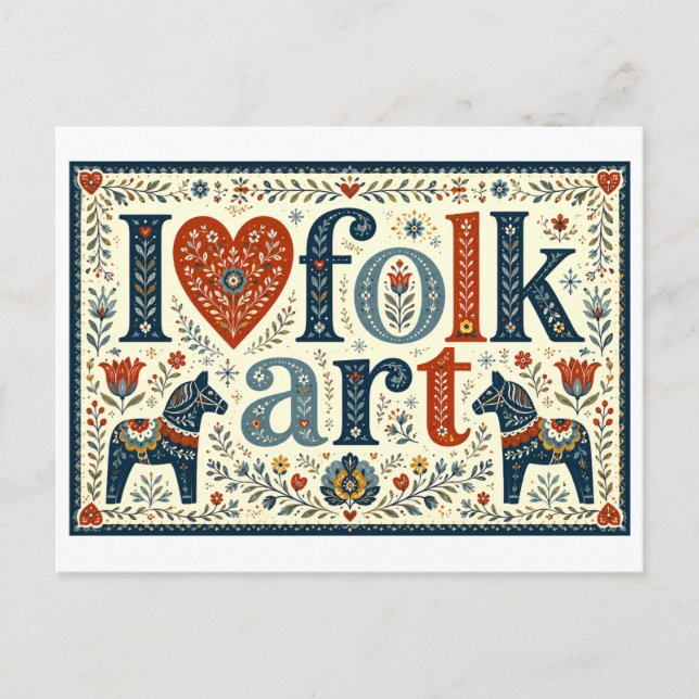 "Ich [Herz] Volks Kunst" Postkarte (Vorderseite)