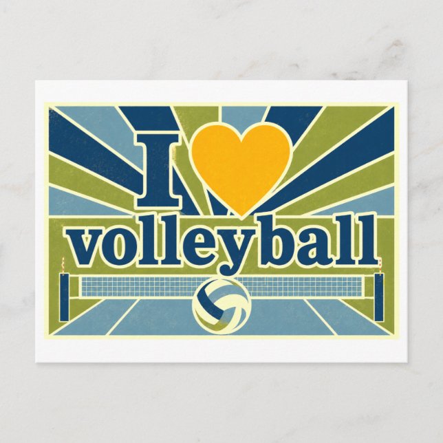 "Ich [Herz] Volleyball" Postkarte (Vorderseite)