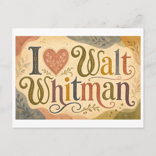 "Ich [Herz] Walt Whitman" Postkarte (Vorderseite)