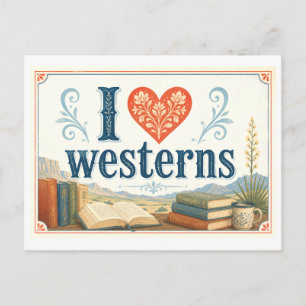 "Ich [Herz] Westerns" Postkarte