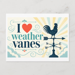 "Ich [Herz] Wetterhähne" Postkarte