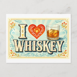 "Ich [Herz] Whisky" Postkarte