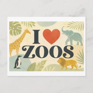 "Ich [Herz] Zoos" Postkarte