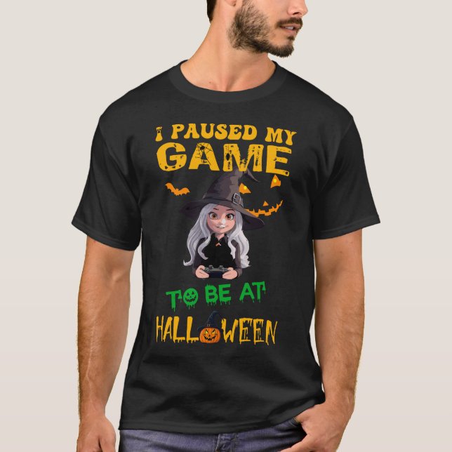 Ich hielt mein Spiel zu Halloween an T-Shirt (Vorderseite)