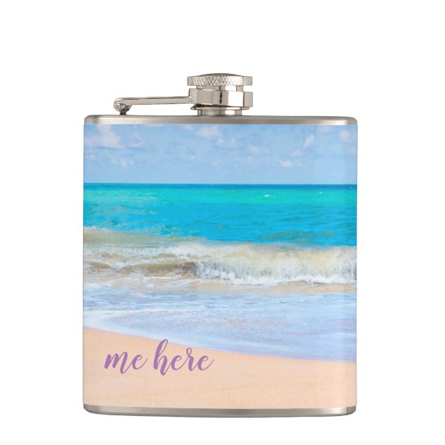Ich hier am Strand Flachmann (Vorderseite)