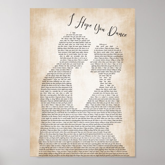 Ich hoffe, du tanzst Song Lyric Man Lady Bride Gro Poster (Vorne)