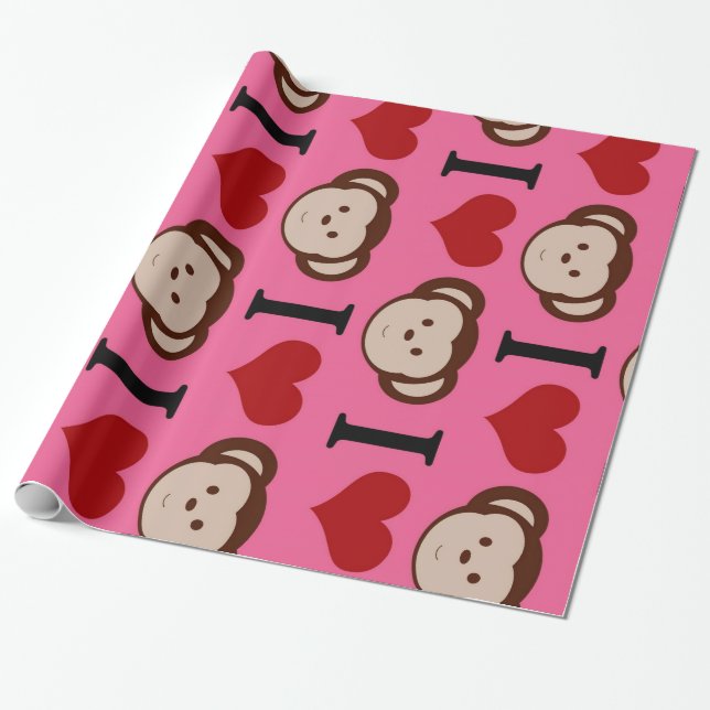 Ich höre Affen Pink.jpg Geschenkpapier (Ungerollt)
