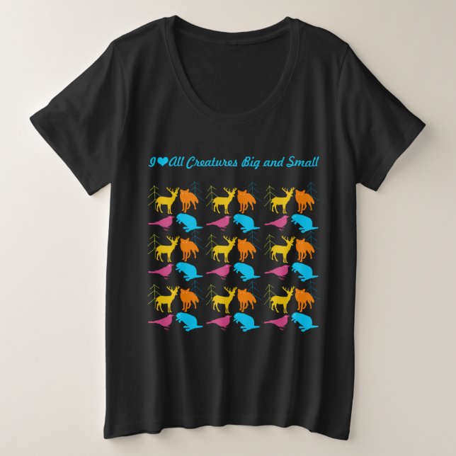 Ich höre alle Kreaturen groß und klein Große Größe T-Shirt (Design vorne)