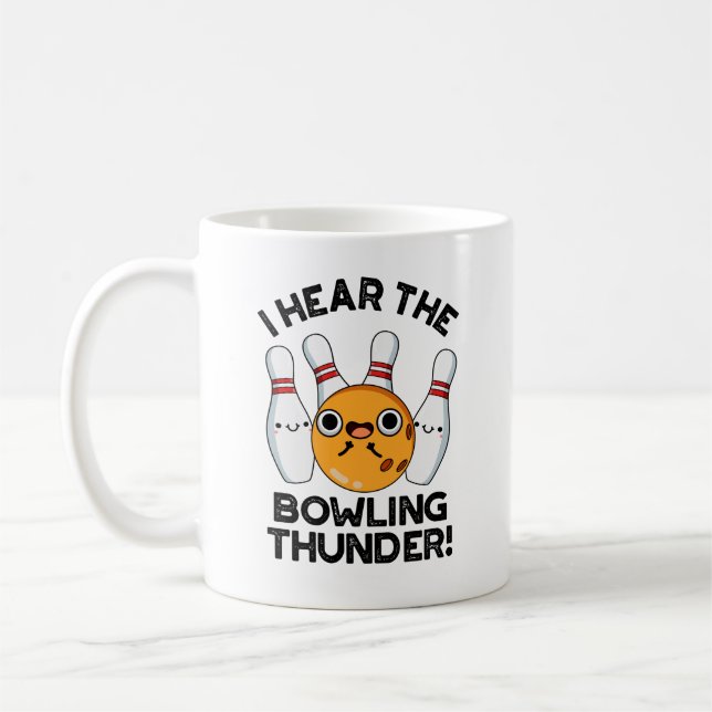 Ich höre den Bowling Thunder Funny Sports Puff Kaffeetasse (Links)