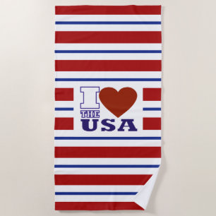 Ich höre die USA - Red White and Blue Strandtuch