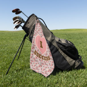 Ich höre Erfolg Korallenbraun rosa Schachbrettmust Golfhandtuch