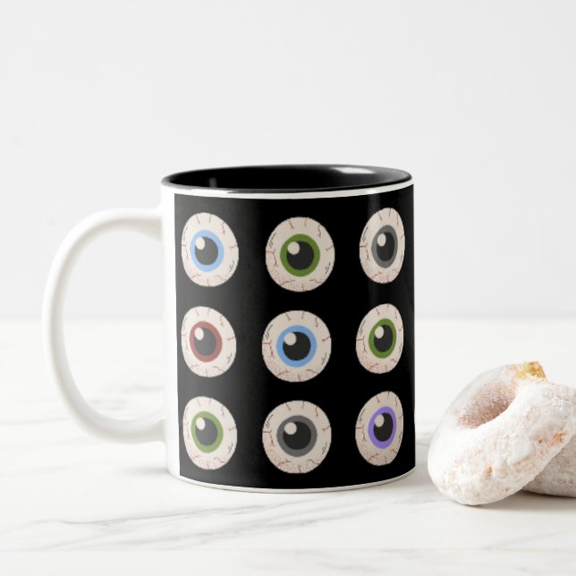 Ich höre Eyeballs Zweifarbige Tasse (Mit Donut)