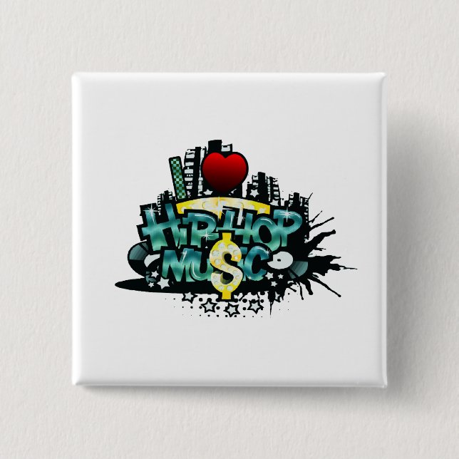 Ich höre Hip Hop Musik Button (Vorderseite)