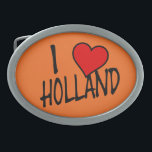 Ich höre Holland auf oder bcnt Ovale Gürtelschnalle<br><div class="desc">Ich habe Holland bk auf orange Gürtelschnalle Design © Trinkets and Things 2022 - AHP Design. Alle Rechte vorbehalten.</div>