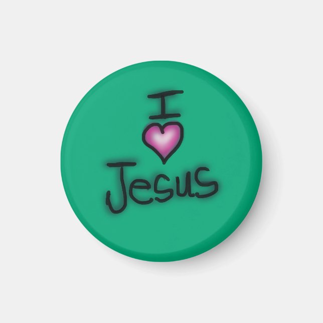 Ich höre Jesus I Liebe Jesus Grün Magnet (Vorne)