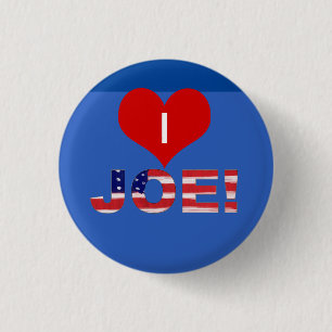 Ich höre JOE! auf Blau mit Flagge Button